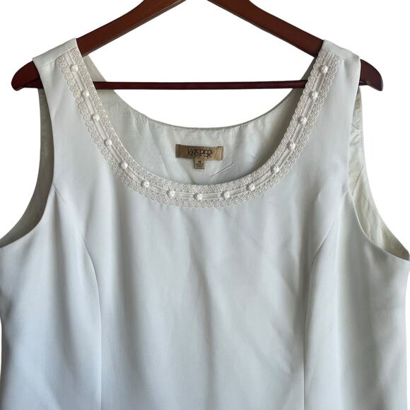 Kasper Women Top 18 Ivory Decorative Bodice Career Layering Professional Neutral - Picture 10 of 11